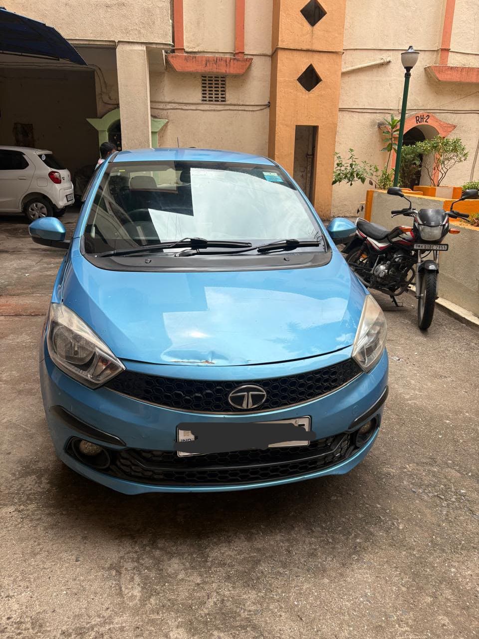 Tata Tigor front view at the workshop
